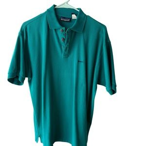 Vintage Patagonia Mens Vintage 1995 Cotton Pique Polo Shirt Teal Green 52821 L